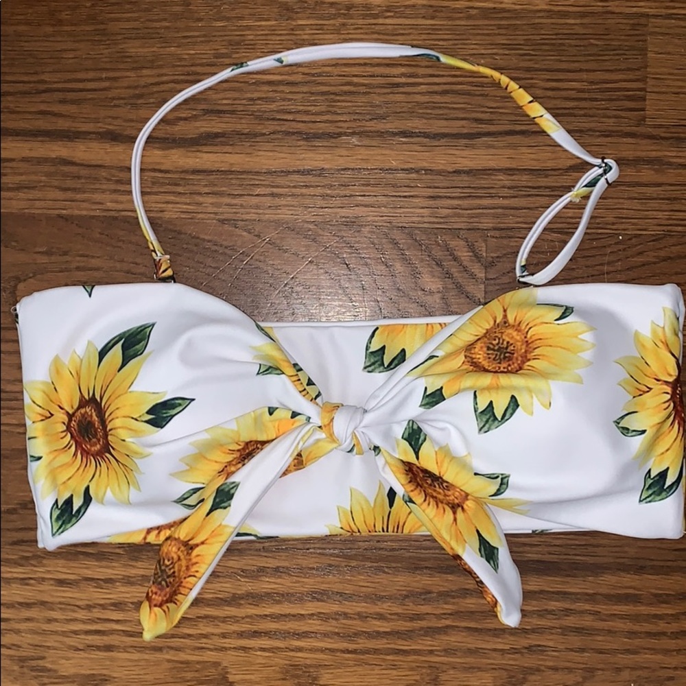 White Sunflower Medium Zaful Bikini Top